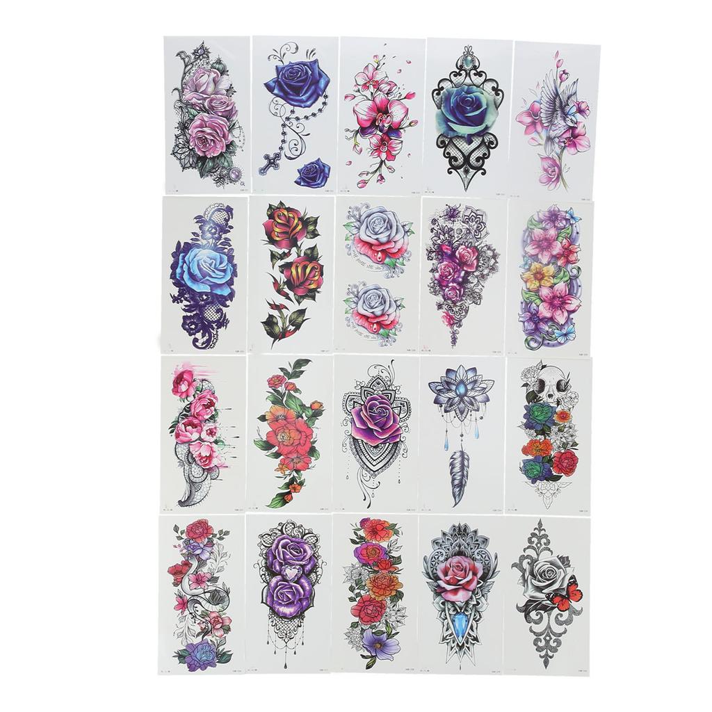 20pcs Temporary Tattoos Stickers Waterproof Long Lasting Flower Fake Tattoo for Women