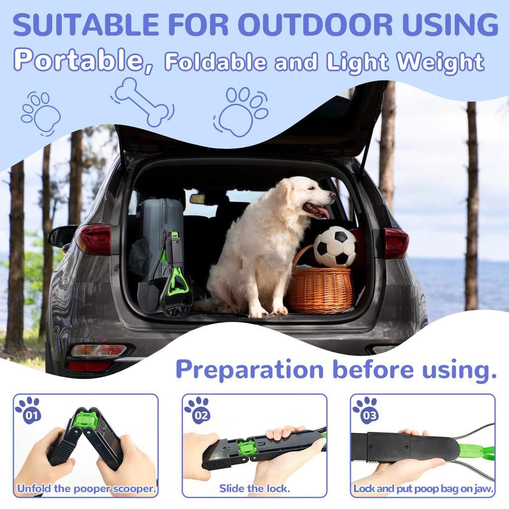 Faltbarer Haustier-Toilettenhalter mit langem Griff, Kotklammer für Hunde, Kotschaufel, großer Hunde-Toilettenhalter