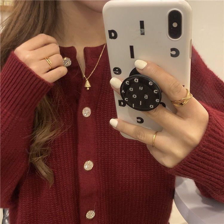 Spring Retro Petite Knitted Cardigan – Women's Short Round Neck Sweater with Hong Kong Style