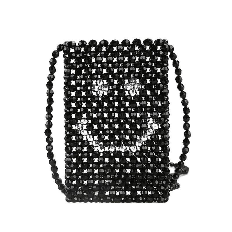 Трендовая Женская Сумка Жемчужная Лицо-смайлик Crossbody Мини для Телефона Плетеная Простая Повседневная Модная Маленькая Квадратная чёрный