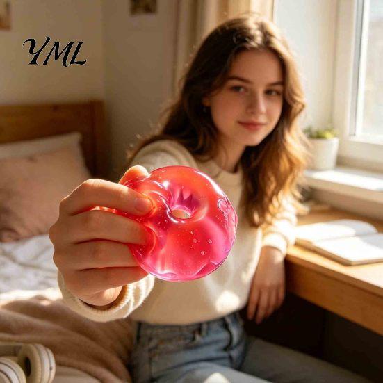 Sensory Play Materials Coconut Oil Squeeze Toy, Donut Ball, Handmade Calming Toys for Focus Slow Rebound Fidget Toy Stress Relief