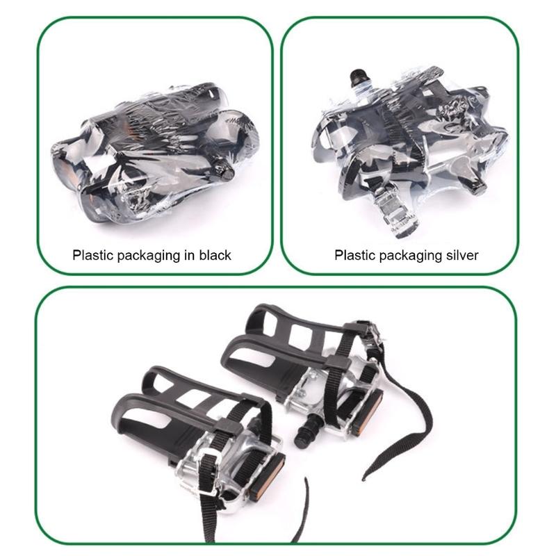 Mountainbike-Pedale mit Riemen und Zehenkappe Fahrräder Rutschfeste Pedale für Heimtrainer, Spin-Bike und Outdoor-Fahrräder