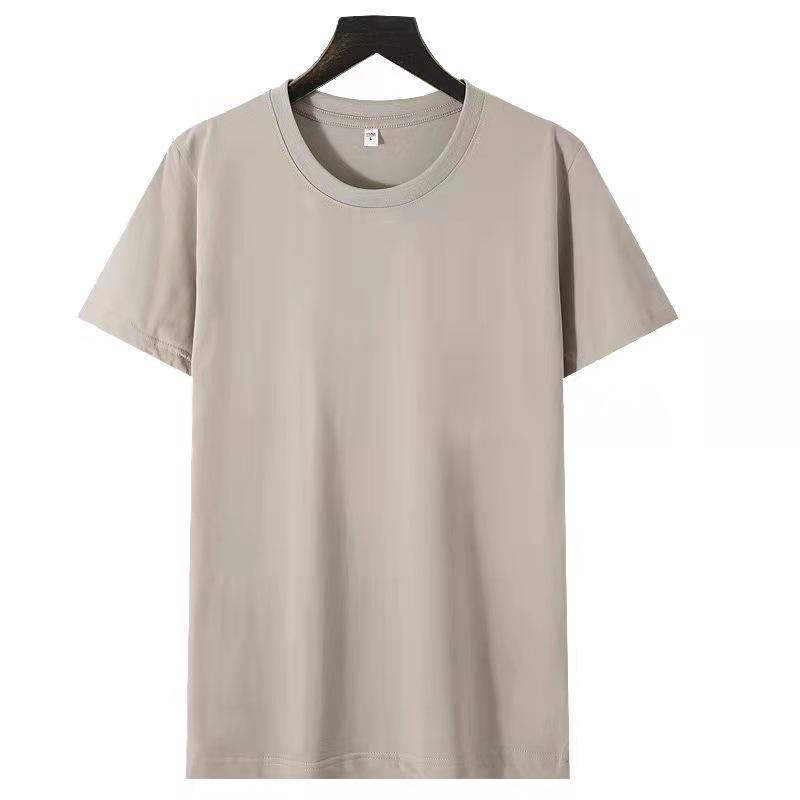 

Летняя мужская футболка из чистого хлопка, однотонная, повседневная, с круглым вырезом, дышащая, свободная, тонкая футболка с короткими рукавами для пары 4XL хаки