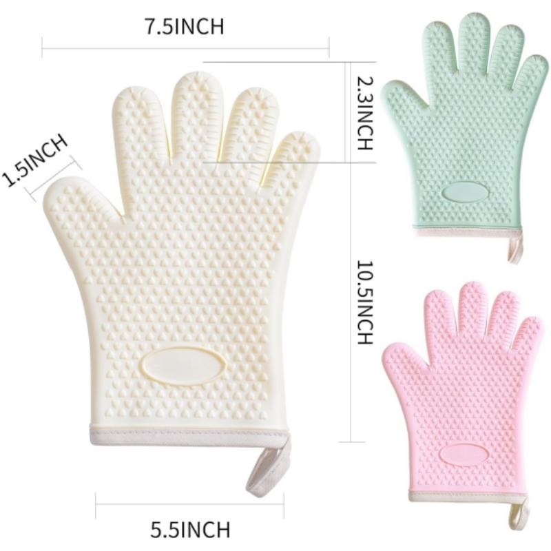 Heat Resistant Silicone Gloves Anti-scald Thickened Microwave Oven Kitchen Gloves Baking BBQ Gloves Anti-slip Insulation Mitts