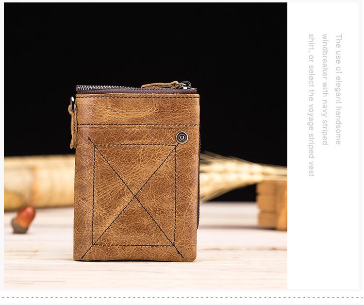 Portefeuille Vintage en Cuir Véritable pour Homme - Cuir de Vachette Pleine Fleur, Fentes Multi-Cartes, Porte-Billets, Porte-Monnaie et Porte-Cartes