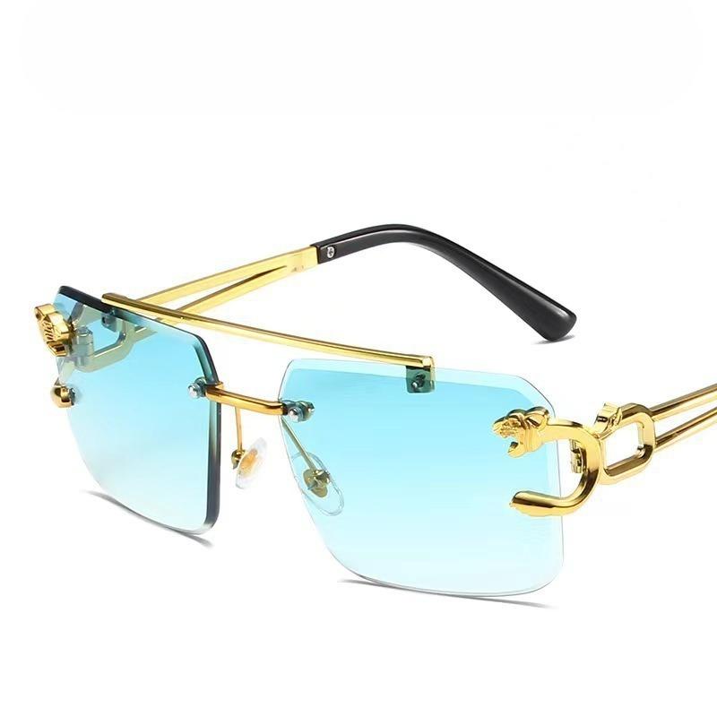 European and American Boxless Double Beam Leopard Head Sunglasses, Fashionable Sun Protection and Sunshade Glasses