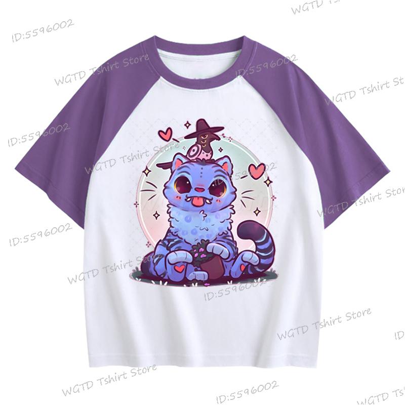 Popular children's clothing, movie prints, fashionable casual tops for young children, girls, boys, clothes, demon hunters, tigers, cartoon T-shirts