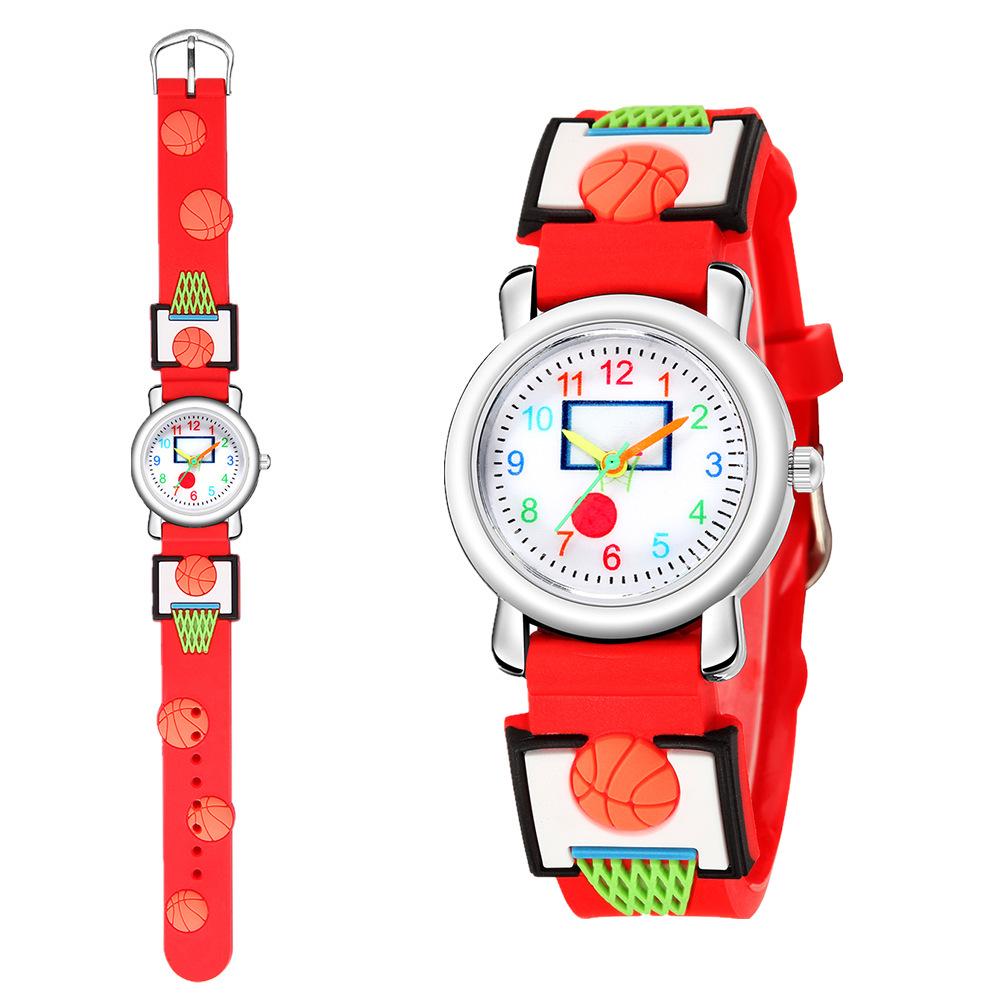 3D-geprägte Unisex-Sportuhr für Kinder – Basketball-Design, Perfekt für Schüler & Kindergarten-Geschenk