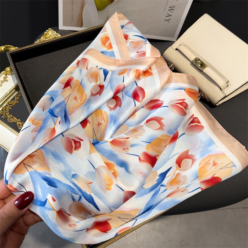 Luxury New Design Print Scarf Women Silk Scarves Bandana Hijab Neckerchief Shawl Kerchief Hair Band Foulard Lady