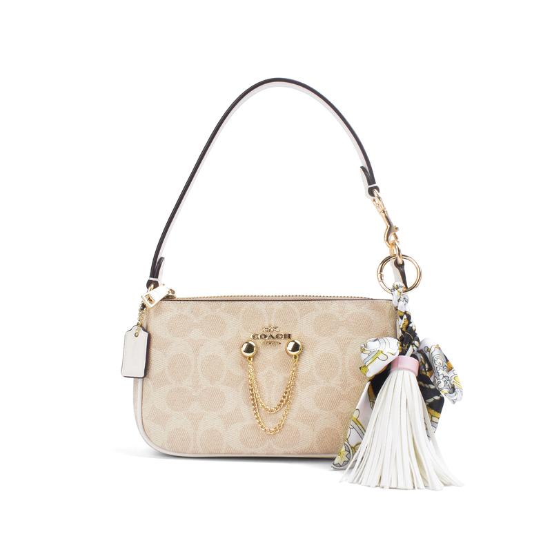 

COACH shoulder bag [Customized bag] Nolita Yiduo casual and versatile simple pearl metal decoration tassel pendant classic Wandering Chain Shadow золотий