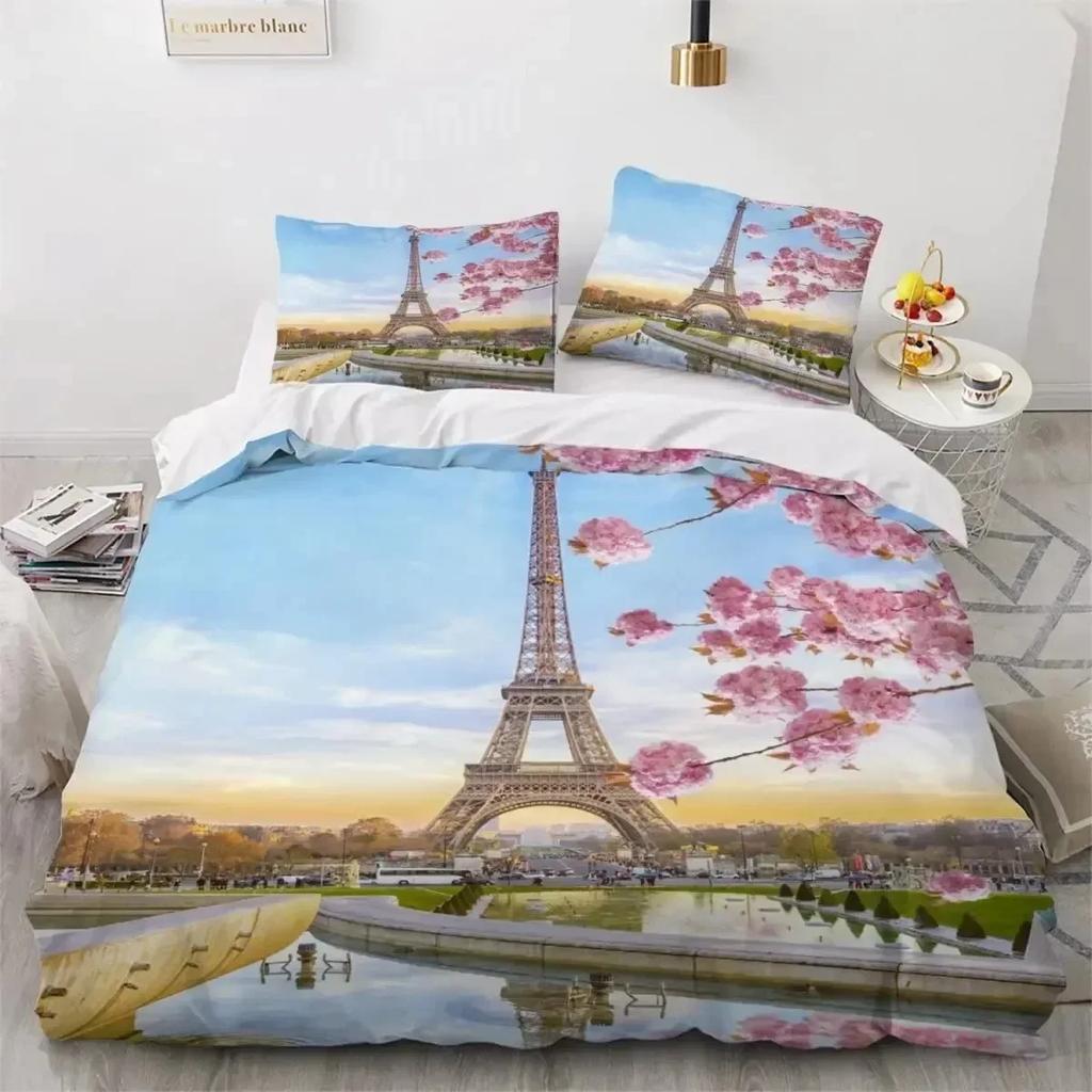 Luxury New 3D Print Eiffel Tower Bedding Set Single Twin Double Queen King Cal King Size Bed Linen Set