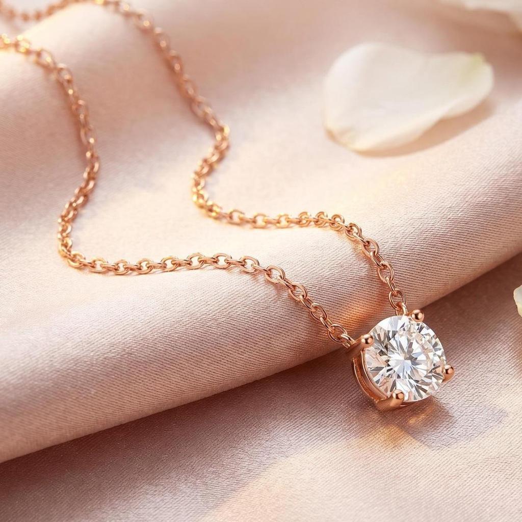 3 Carat Moissanite S925 Silver Four-Claw Pendant Necklace for Women