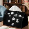 2D Flat 1pc, Tissue Box. Black And White Soccer Art Print Pattern Napkin Dispenser, Reusable, Daily Desktop Tissue Storage Box, Suitable for Kitchen L