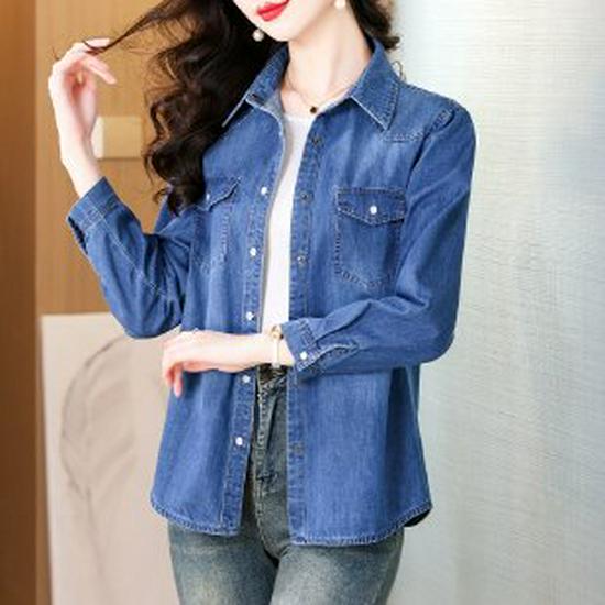 Autumn 2025 Women s Retro Long-Sleeved Knit Cotton Top 3XL джинсовый синий
