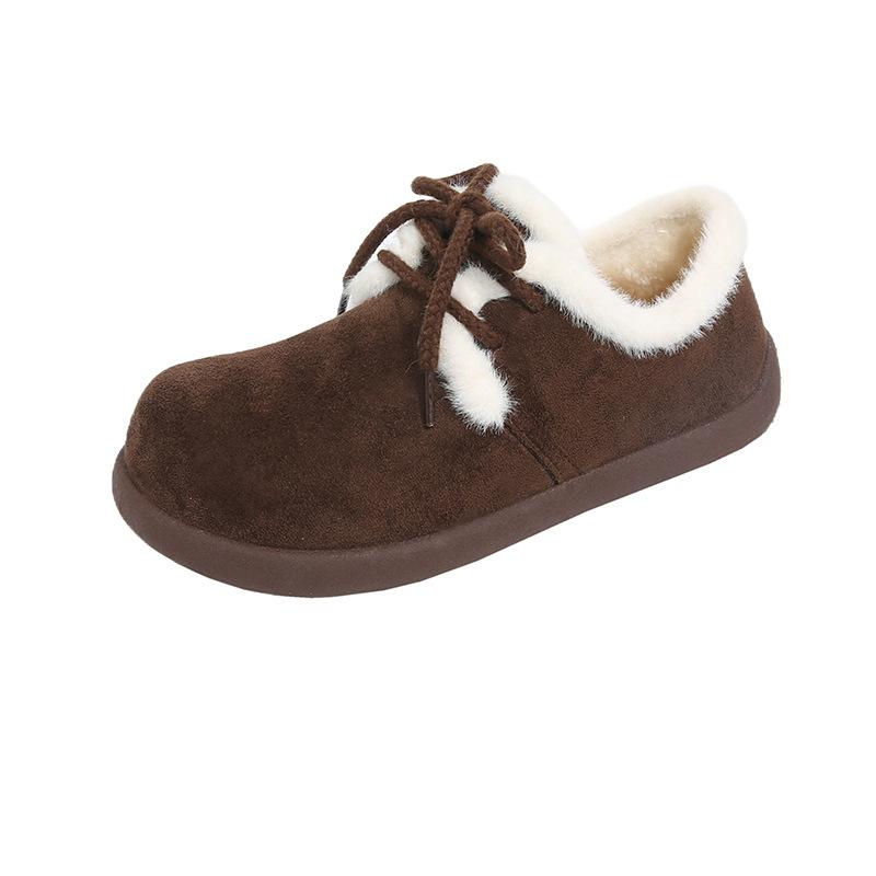 Snow Boots Women's 2025 Winter New Matte Leather Velvet Warm Ugly Cute Bread Shoes Heightened Platform Fashion Short Boots