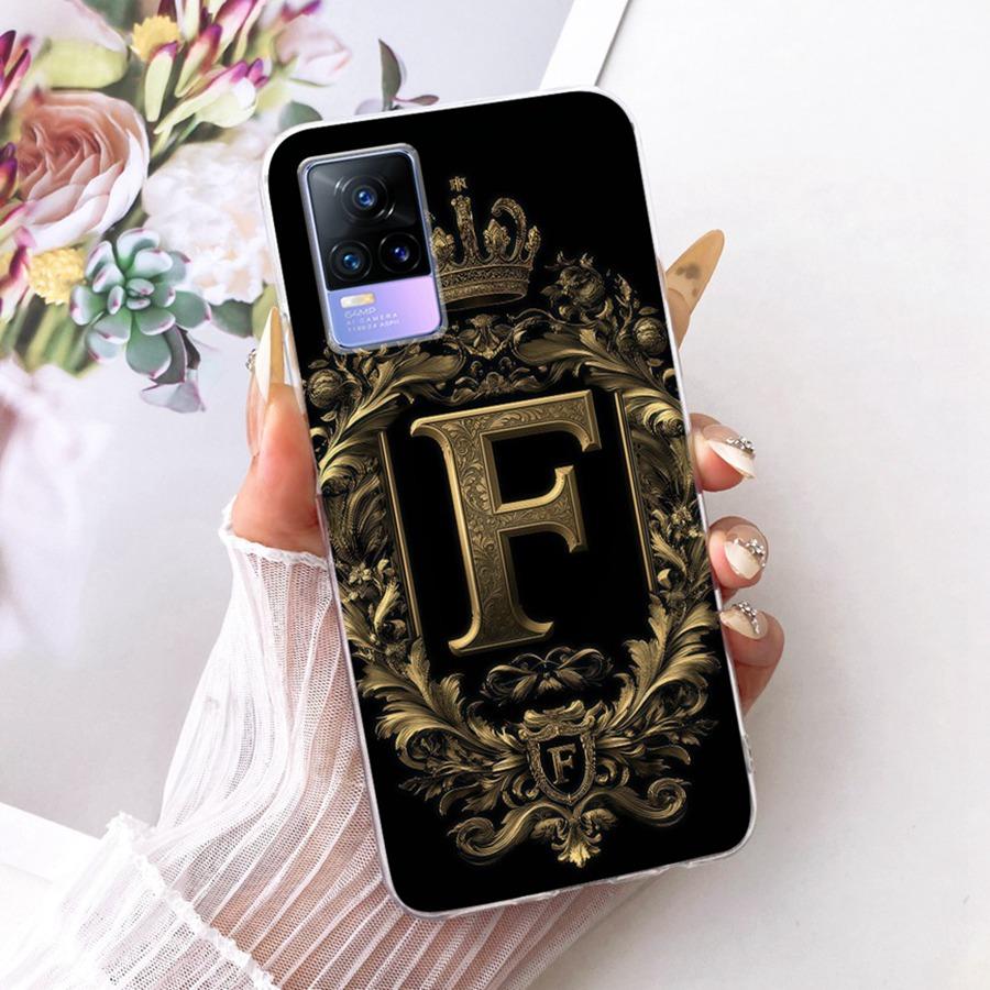 For Vivo V21e V2061 Y73 2021 Case Initial Letter Silicone Protective Soft Back Cover Case For VivoV21e 5G Case V2055 Phone Funda