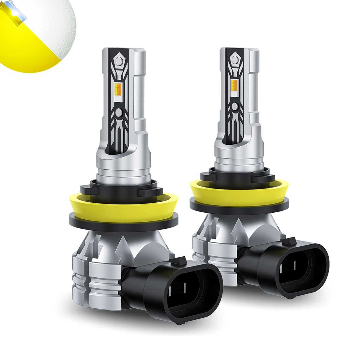 LEROTOPS 2-color switching H16/H8/H11 LED fog lamp, integrated size, equipped