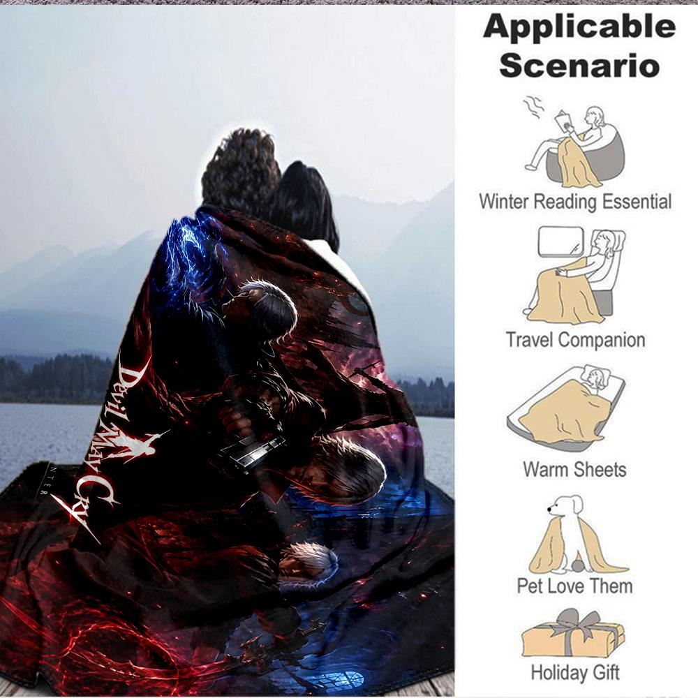 1Pc Devil May Cry Dante'S Inferno Flannel Blanket, Soft And Comfortable, Casual Warm, Camping Travel, Christmas, Halloween Xmas Gift S122