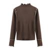 Autumn and Winter Women's Bottom Shirt Wooden Ear Side Half High Neck Dralon Bottom Shirt Inside Long Sleeve Top