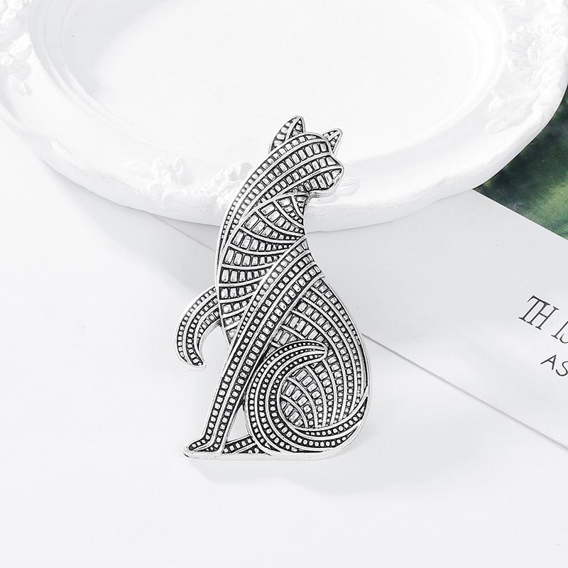 Vintage Cat Brooches For Women Unisex National Style Cat Pet Animal Party Casual Brooch Pin Gifts