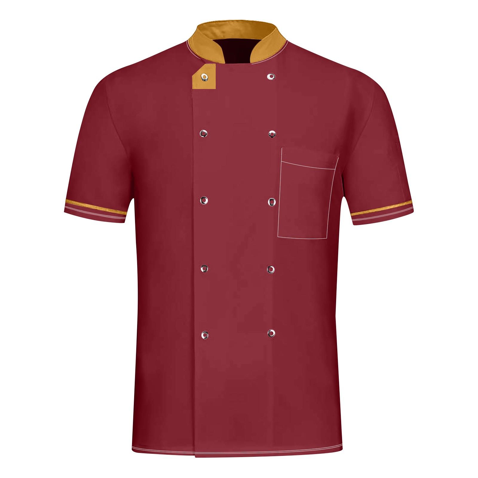 

Куртка шеф-кухаря Уніформа шеф-кухаря Чоловіча жіноча бавовняна куртка з коротким рукавом Кухня Костюм шеф-кухаря Ресторан el Cafe Пальто шеф-кухаря XXXL винний