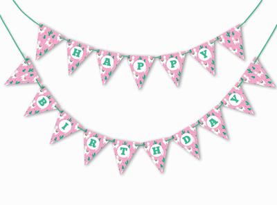 Inkdotpot Geburtstag Party Dekorationen Alles Gute zum Geburtstag Party Girlande Baby Mädchen Streifen Wimpel Banner