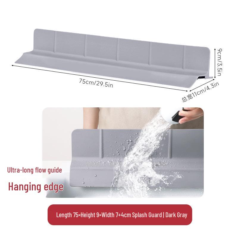 Silicone Non-Slip Sink Splash Guard with Suction Cups - Water Barrier & Separator