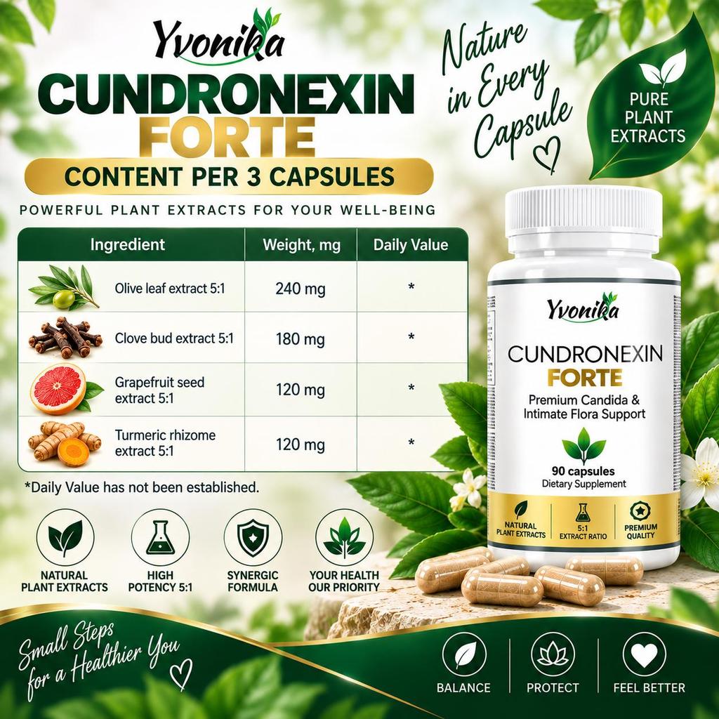 Yvonika Cundronexin Forte – Premium Candida & Intimate Flora Support, 90 Capsules