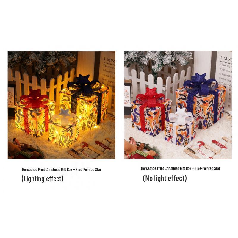 Cross-Border Christmas Luminous Gift Box Set: Outdoor Decorative Lights for Courtyard & Mall Display