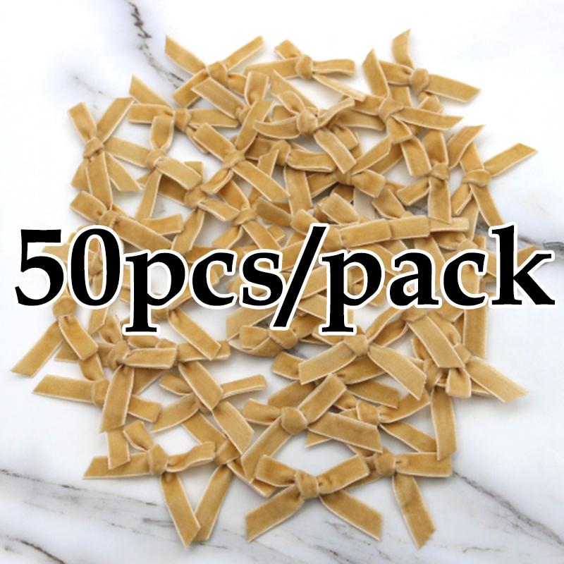 (50 Pcs/pack)5*5cm Velvet Bow Flesh Pink Colourful Ribbon Bows Small Size Polyester Satin Ribbon Bow Flower DIY Craft Decoration