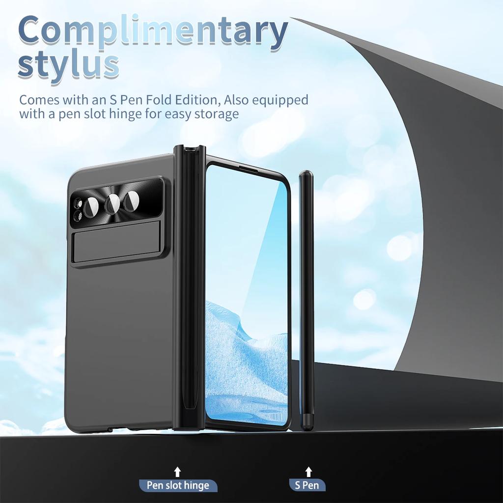 Per Google Pixel Fold Custodia Galvanizzata con Slot Penna Cerniera Protezione Completa Cerniera Magnetica Assorbimento Automatico Copri Telefono