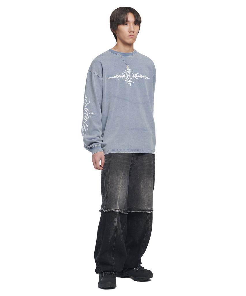 Nomaenyueol S.G Washed Long Sleeve Tee - Washed Blue