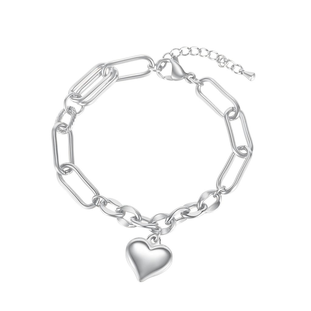 Niche Design Versatile Love Stainless Steel Peach Heart Fashion Trend Titanium Steel Bracelet