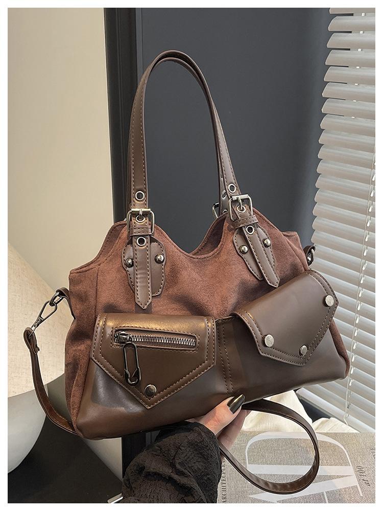 

Popular women s bags retro European and American large-capacity shoulder messenger bags fashionable double bucket handbags shoulder bags