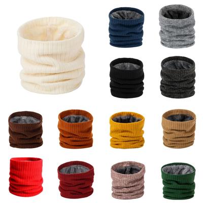 Unisex Double-Layer Wool Neck Gaiter: Plush, Warm, Solid Color Knit Scarf for Autumn/Winter