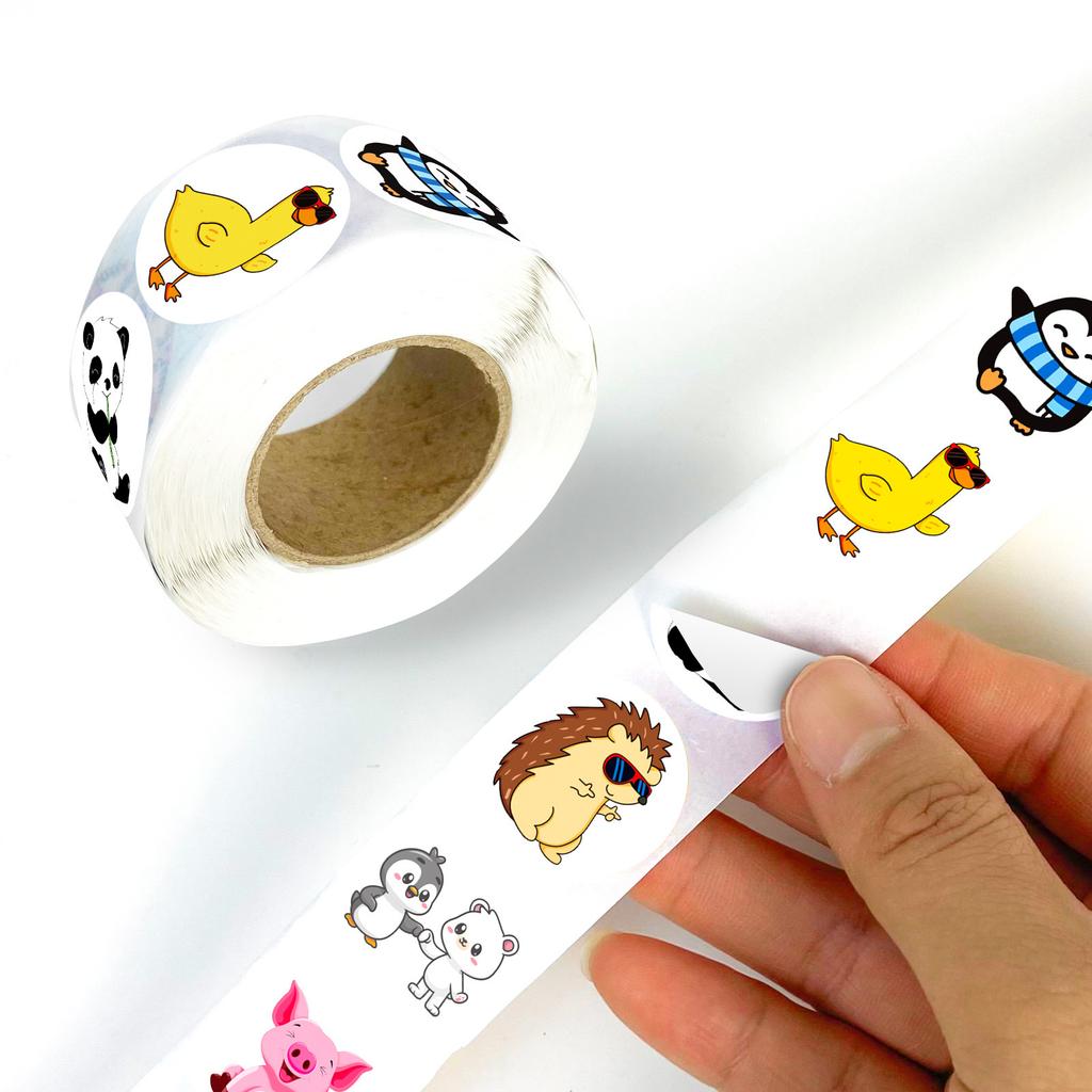 500 Sheets/Roll Cute Little Animal Roll Roll Sticker Children'S Cartoon Hedgehog Deer Cartoon Mix And Match Sticker