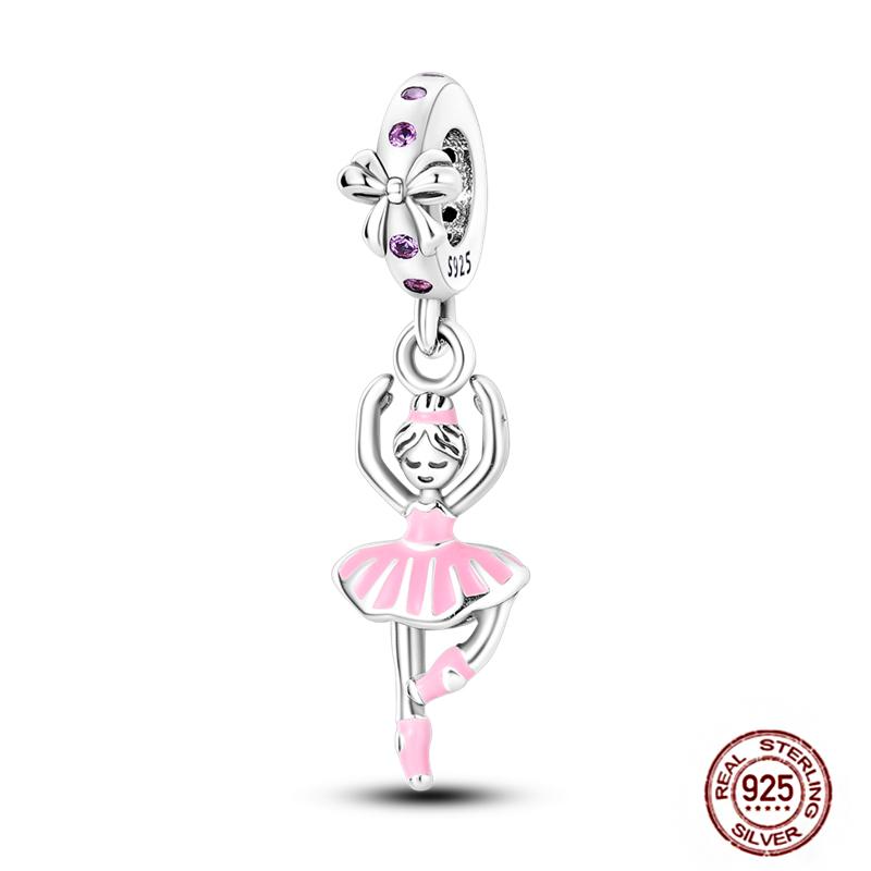 Pink Purple Series Charms Copper Murano Glass Butterfly Animal Paw Print Clasp Charm Beads Fit Original Bracelet Diy Jewelry