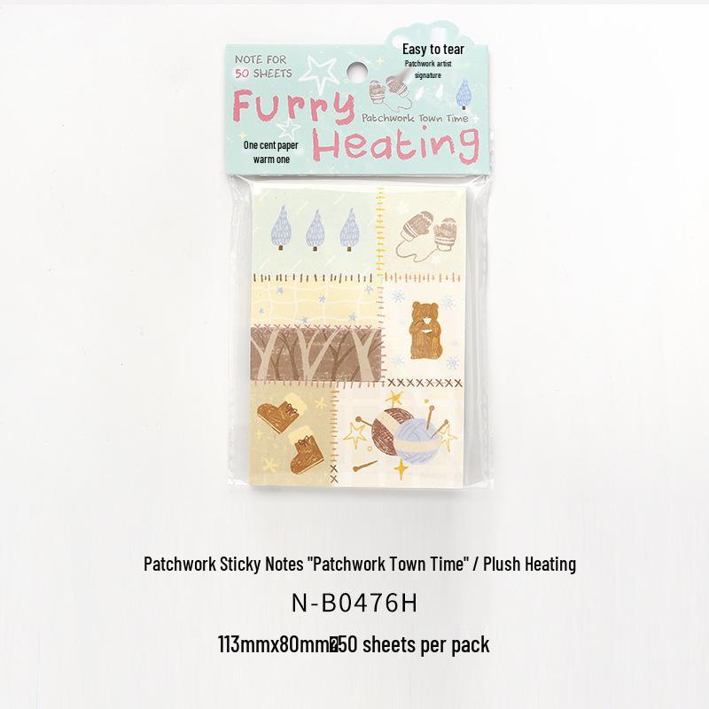Patchwork Town Cartoon Sticky Notes: Tearable Diary Decoration for Students