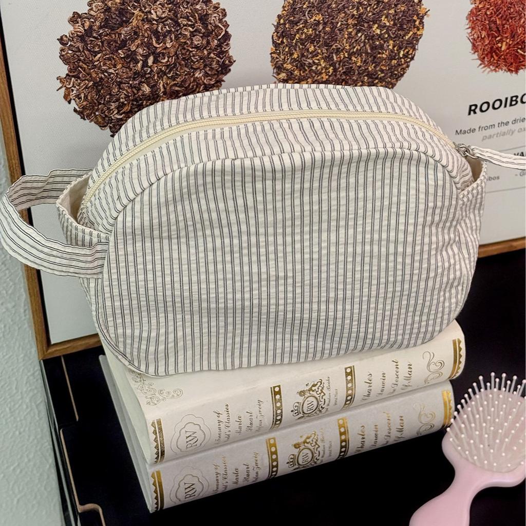 Daily Miscellaneous Style Plaid Cosmetic Bag, New Simple Fabric Storage Bag, Travel Business Trip Large-capacity Toilet Bag