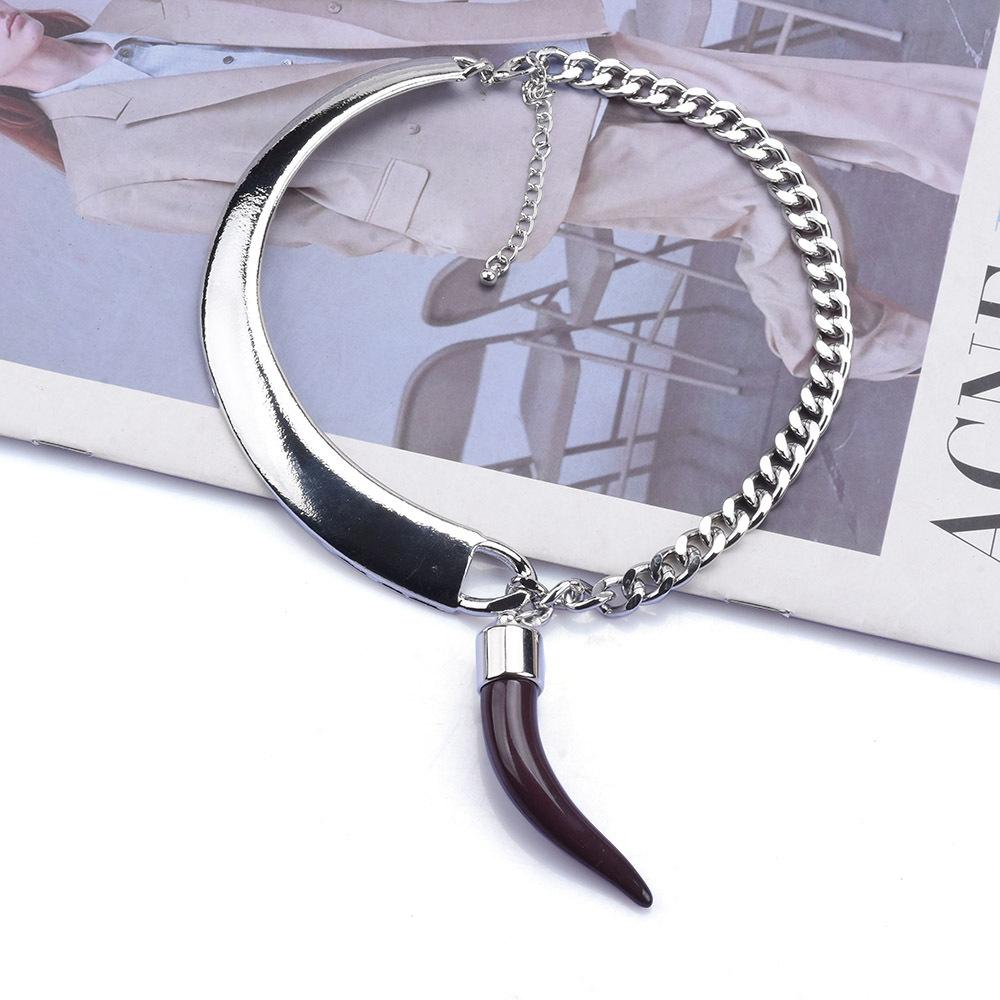 Alloy Necklace Necklace Asymmetrical Half-Curved Half-Chain Trend Accessory