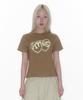 AMES-WORLDWIDE Heart Spray Stripe Tee Brown