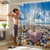 1Pc Seaside Love Reef Printed Waterproof Bathroom Partition Privacy Curtain With 12 Hooks Multiple Sizes Machine Washable