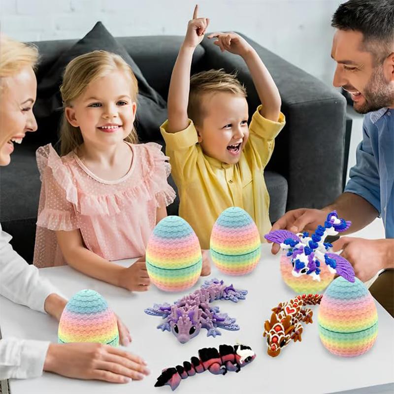 6-Pack Small Mystery Dragon Eggs 2025 New 3D Printed Dragon Eggs with Fully Articulated and Colored Dragon Inside Easter Decor