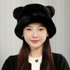 A faux mink fur environmentally friendly artificial fur bear ear hat for women with thick winter ear protection