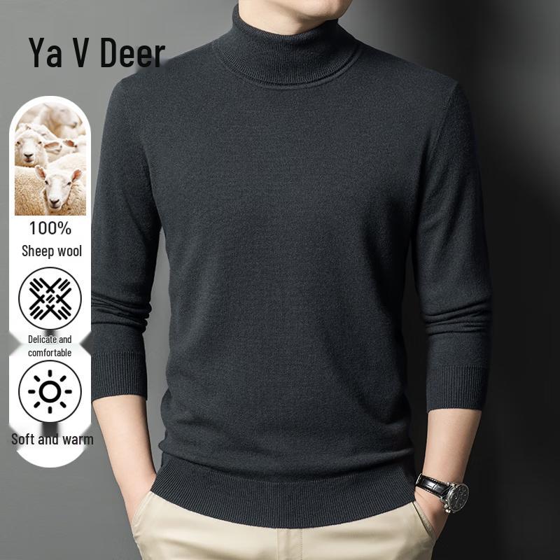 Yalu Men's 100% Wool Lightweight Turtleneck Sweater