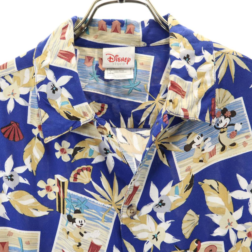 The Disney Store Mickey Mouse Short Sleeve Aloha Shirt L 10-12 Blue Kid's Used