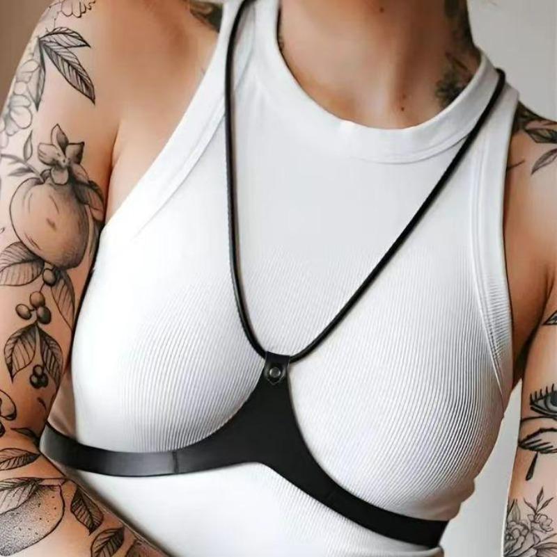 Neue Mode Damen Y2K Träger Body Harness PU Leder Gürtel Verstellbar Schwarzes BH Harness für Tägliche Outfits Party Cosplay Decora