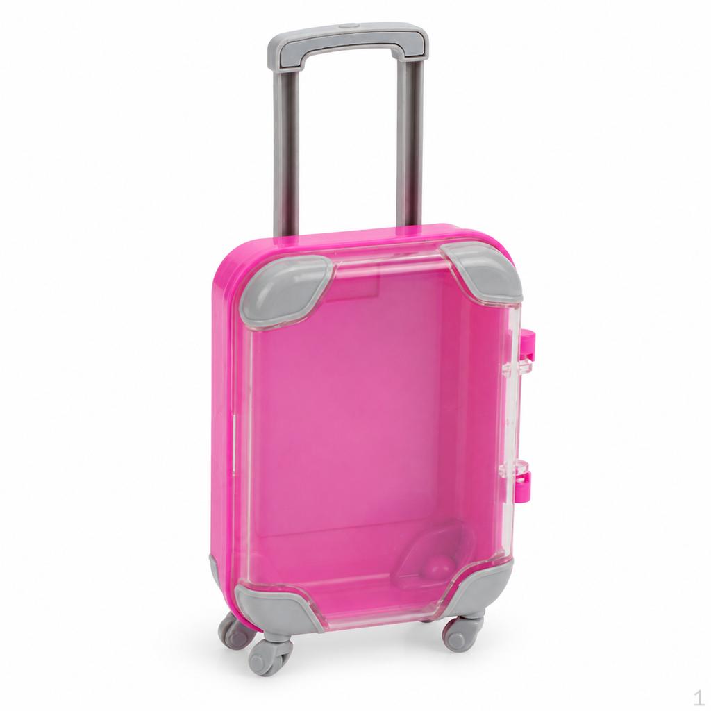 Miniature Suitcase Eyelash Storage Box, Dollhouse Travel Luggage Toy Pink