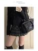 Women's Slimming High-Waist Retro Plaid Wool Skirt - Spring College Style A-Line Pleated Short Skirt