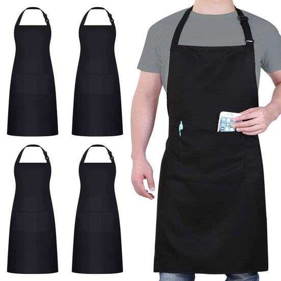 Delantal de cocina cómodo con hebilla ajustable, delantal de cocina fácil de limpiar de poliéster y algodón para hornear
